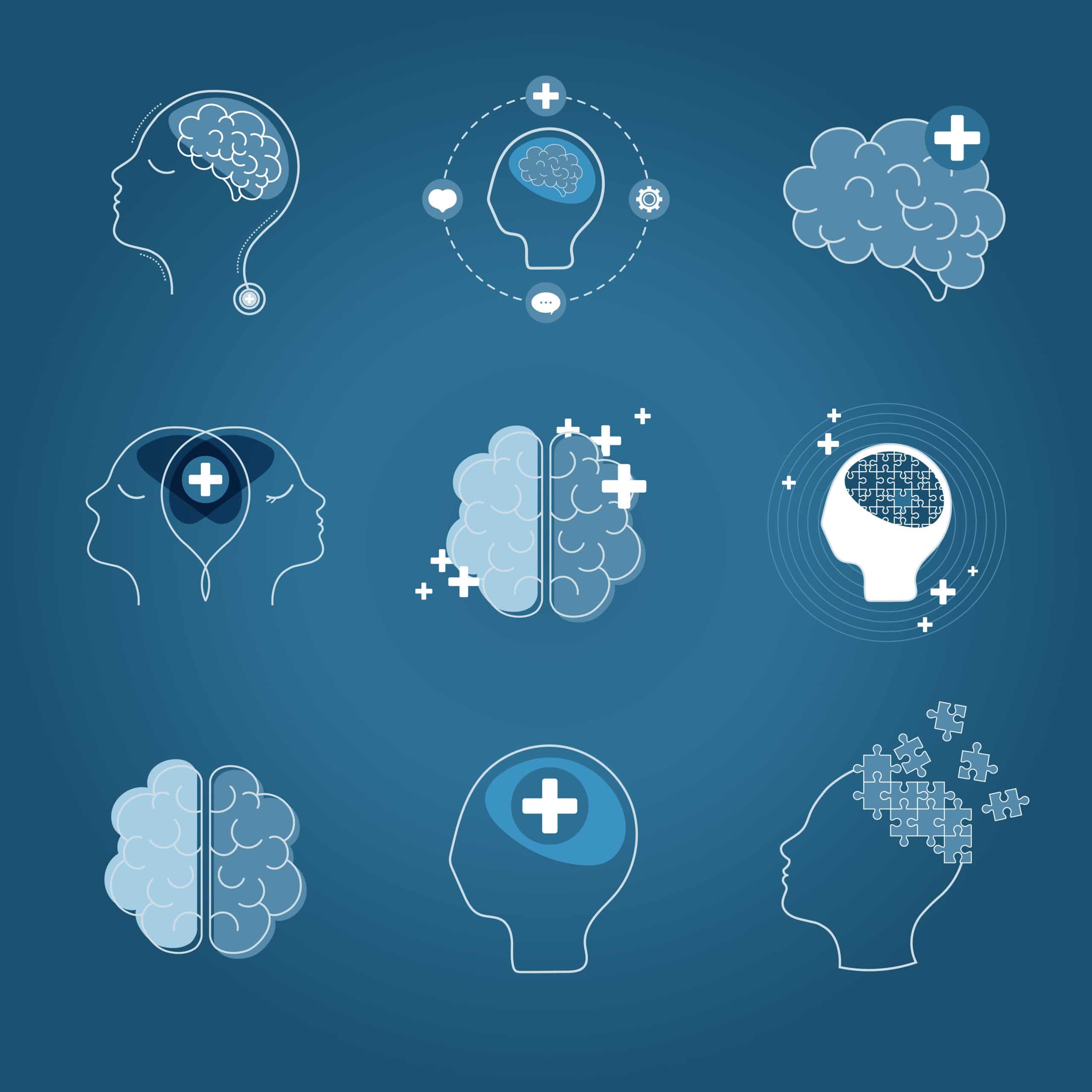 Brain and behavioral health icons